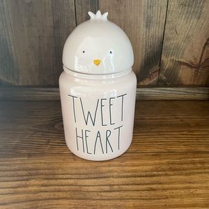REA DUNN light pink tweet heart  Easter cookie jar
